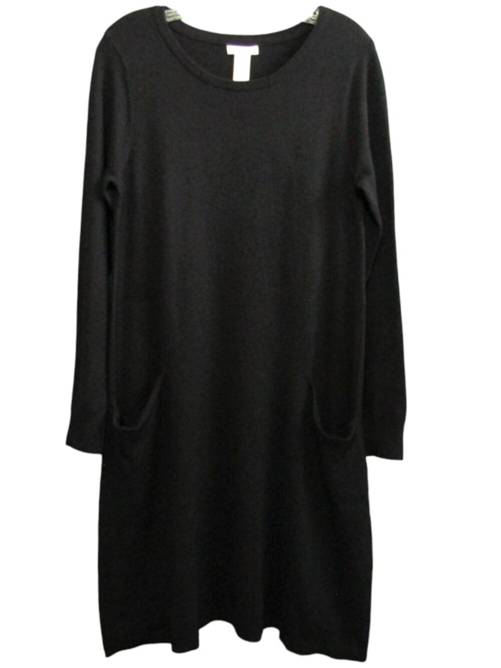 Sundance Black Cotton Silk Blend Sweater Dress Womens Size S Shift Pockets